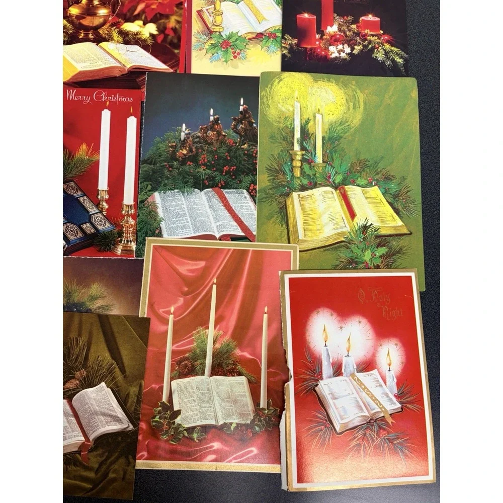 Vintage Christmas Cards Fronts ONLY Bibles Scrapbooking Decoupage Lot of 50+